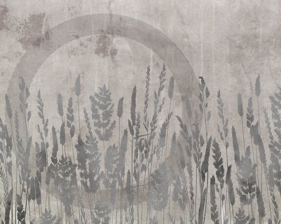 Représentation abstraite d'une prairie sur le mur