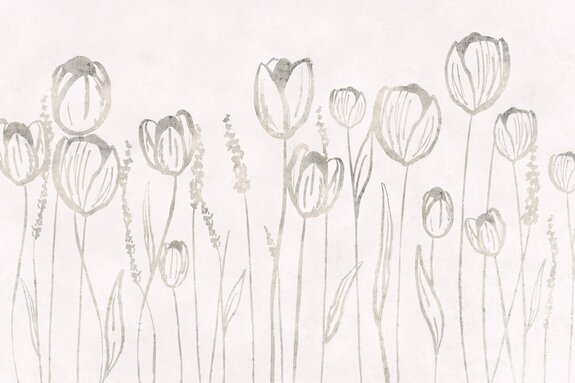 Abstraction d’une prairie beige avec des tulipes