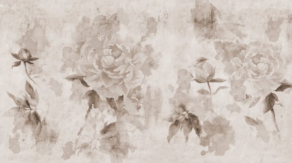 Fleurs monochromes sur béton en style grunge