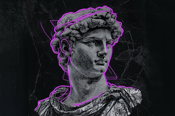 Sculpture d'un dieu grec en style pop art