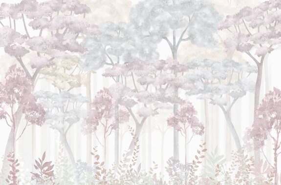 Arbres et plantes pastel en aquarelle