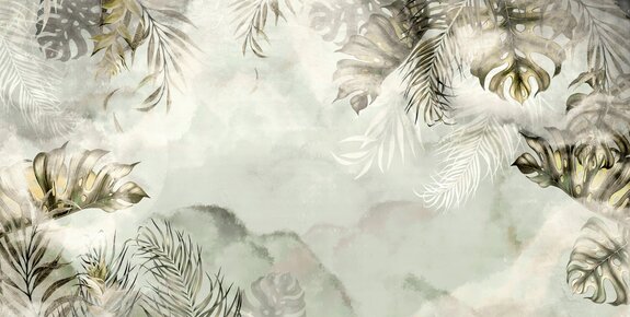 Motif aquarelle de feuilles tropicales sur fond vert