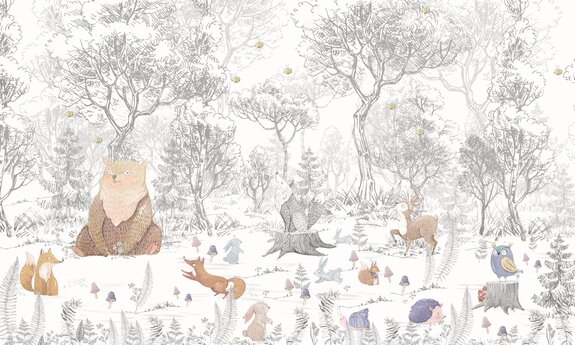 Animaux dans la forêt illustration de style conte de fées