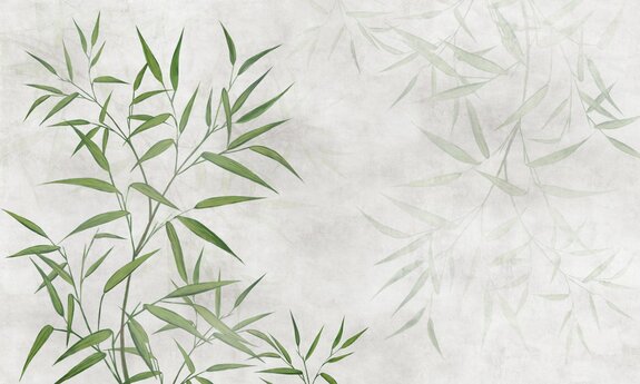 Motif délicat avec bambou vert sur fond gris