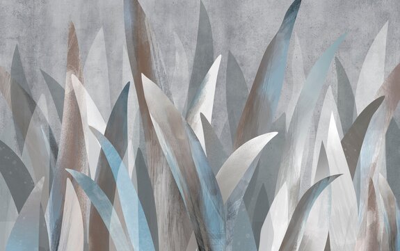 Feuilles tropicales sur fond en texture béton dans un style abstrait