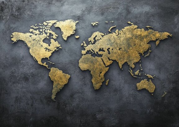 Carte du monde sur fond de béton brut style moderne