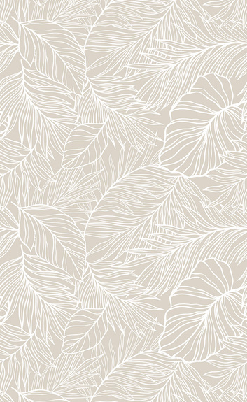 Motif végétal feuilles tropicales sur fond beige clair