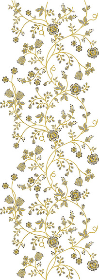 Fleurs et feuilles sur des tiges sinueuses