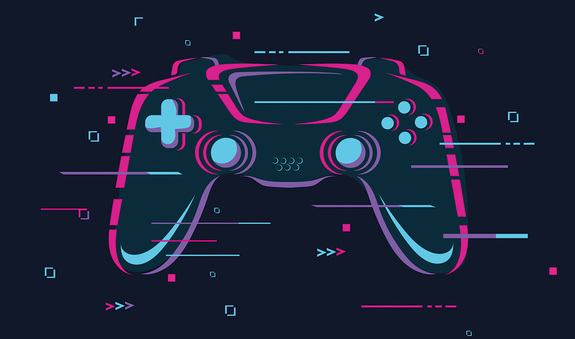 Manette de jeu vidéo dans le style glitch art