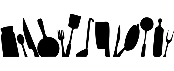 Motif noir et blanc avec ustensiles de cuisine