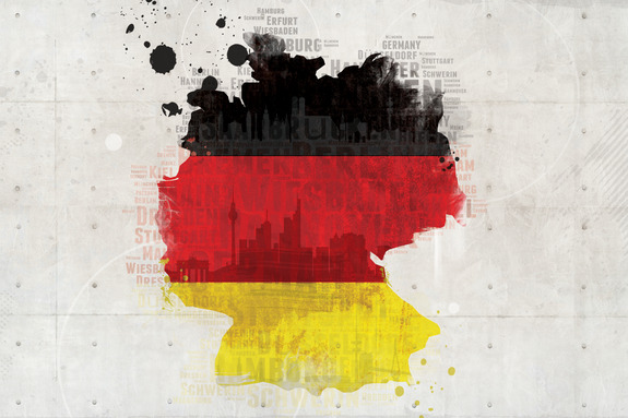 Carte de l&#39;allemagne avec drapeau et noms des villes sur fond clair