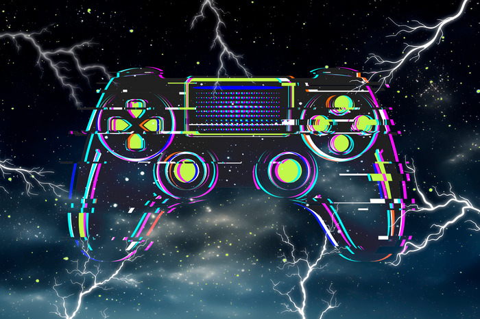 Manette de jeu au style néon