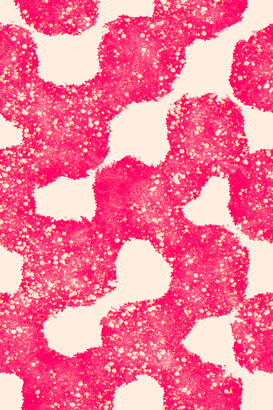 Un motif abstrait aux formes irrégulières, de couleur rose.