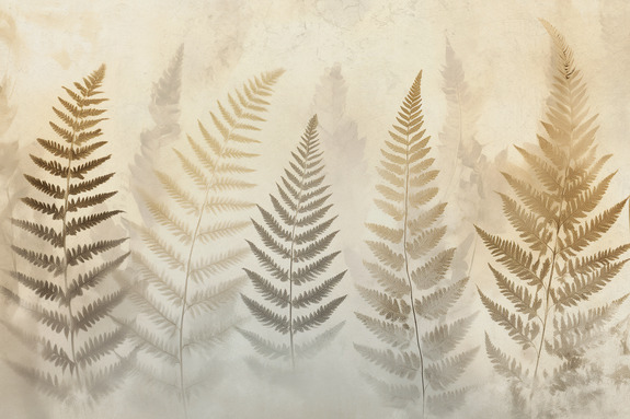 Feuilles de fougère dans le brouillard sur fond clair