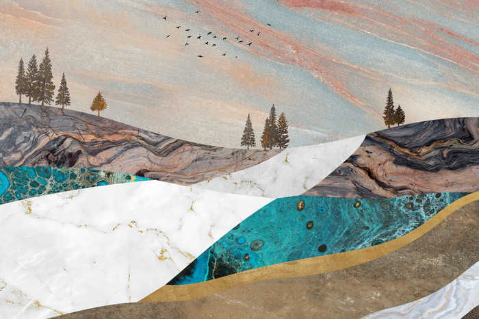 Paysages artistiques aux textures de marbre