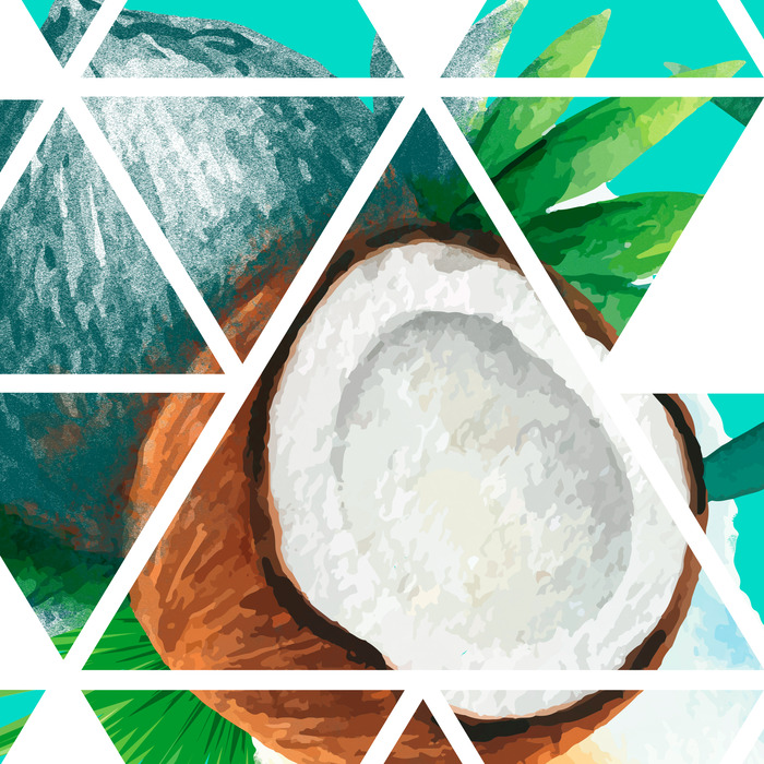 Une noix de coco coupée en segments graphiques