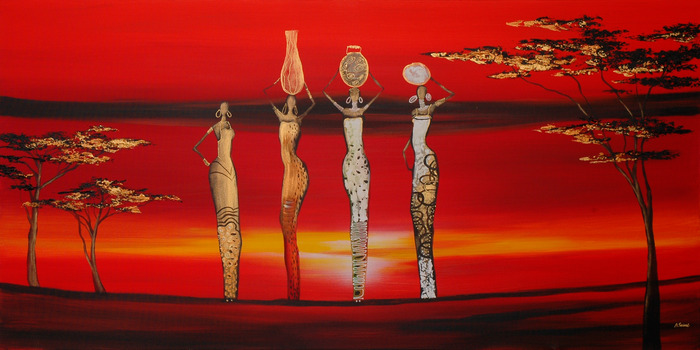 Quatre femmes dans la savane rouge