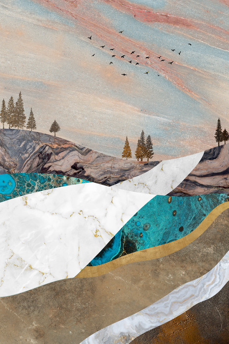 Graphique de paysage en plusieurs couches avec des arbres