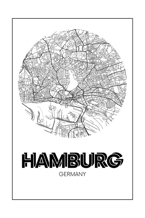 Carte circulaire de la ville de hambourg