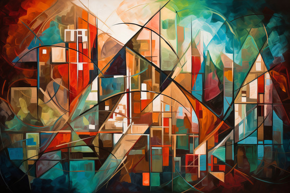Paysage abstrait de style cubiste