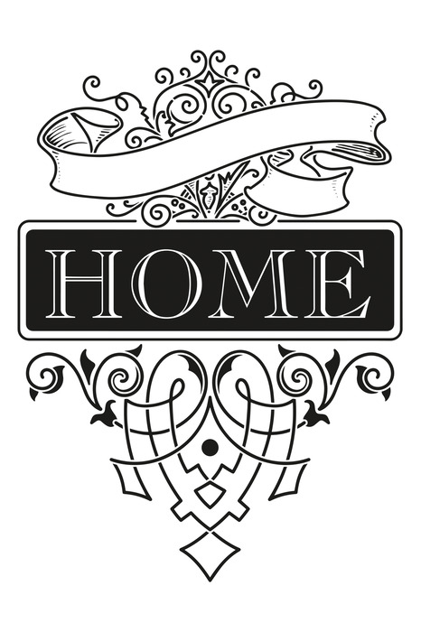 Inscription pour la maison avec décorations