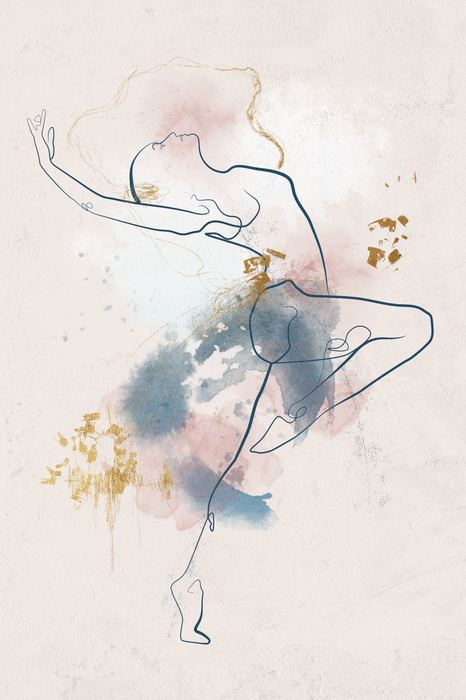 Silhouette linéaire d'une femme qui danse