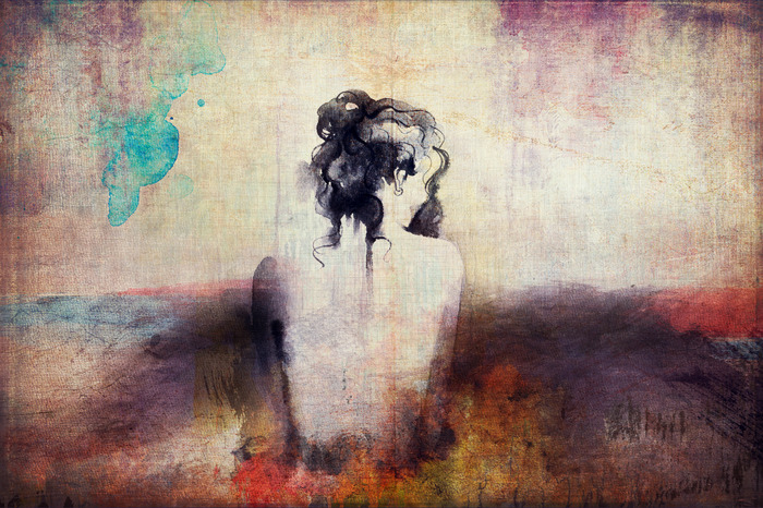 Une femme de dos dans le tableau