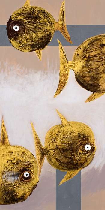 Poisson jaune sous forme abstraite