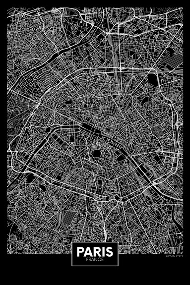 Dark map of paris (1 part) vertical