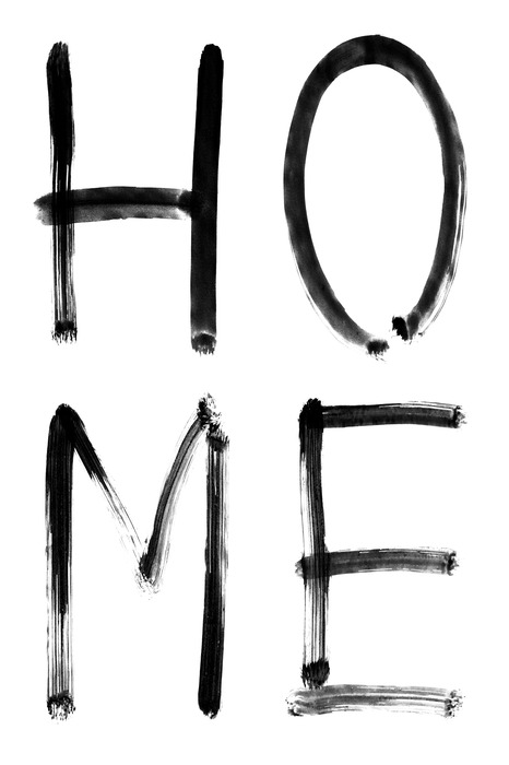 Inscription « home » en noir sur fond blanc