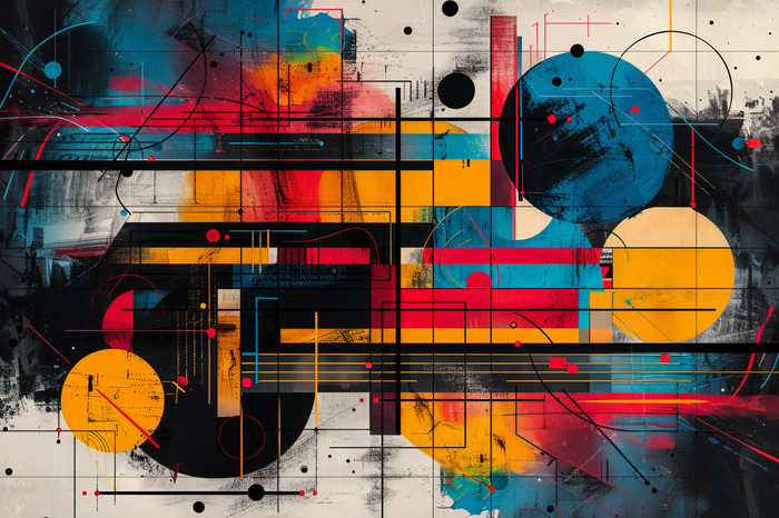 Abstraction de lignes et de cercles dans le style de kandinsky