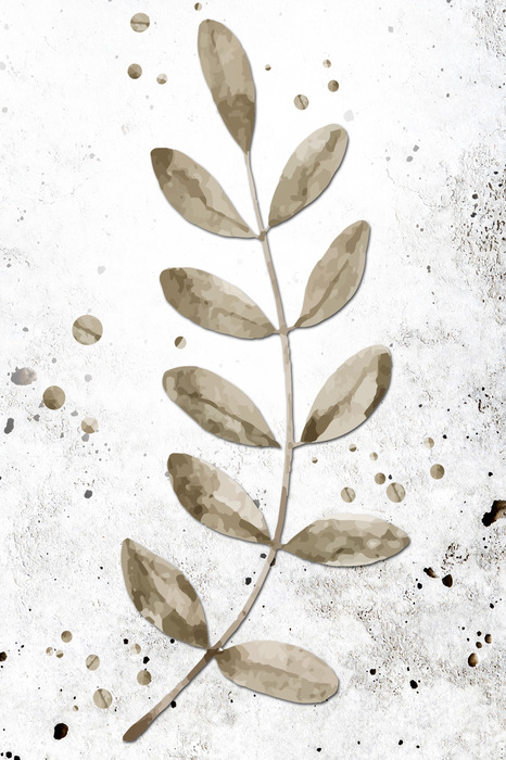 Une branche aux petites feuilles peinte à l'aquarelle