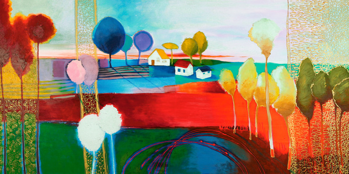 Paysage rural abstrait en couleurs