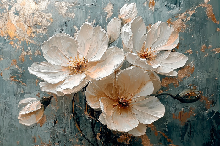 Composition florale 3d avec des accents dorés