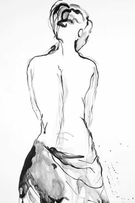 Dessin au crayon d'une femme de dos