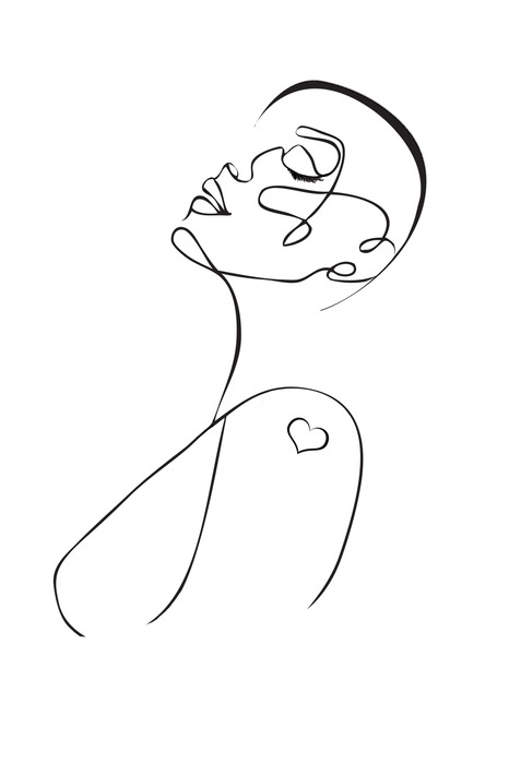 Portrait d'une femme dessiné d'un seul trait