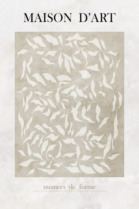 Feuilles sur fond beige dans un style scandinave