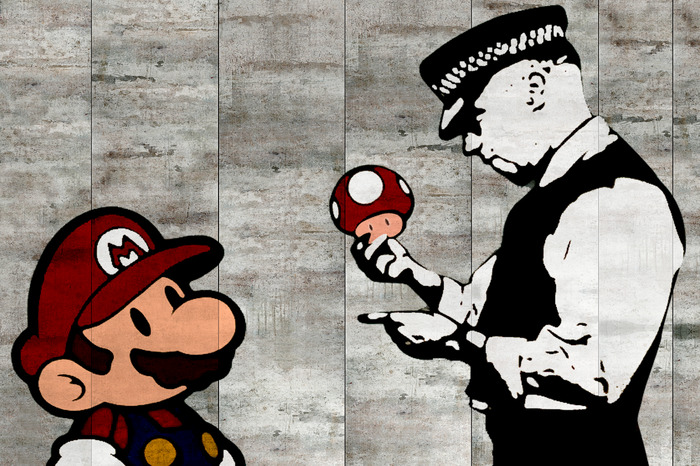 Mario et le policier banksy
