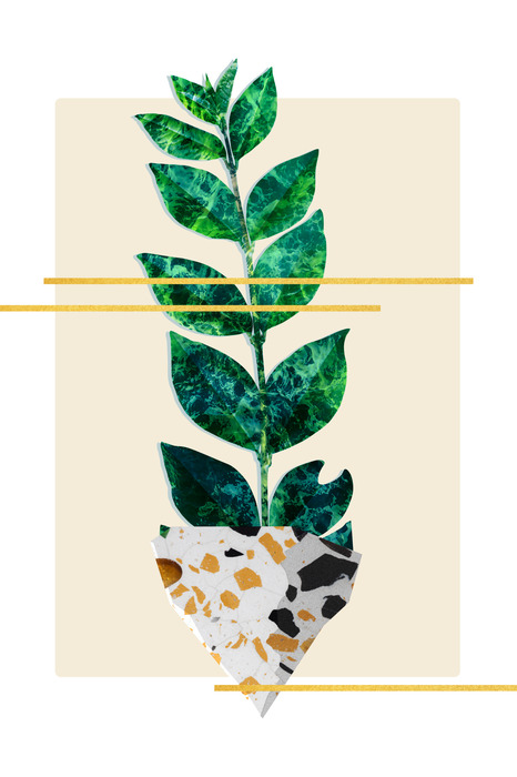 Feuille ornée de formes et de lignes géométriques