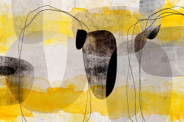 Abstraction jaune et noire aux formes géométriques