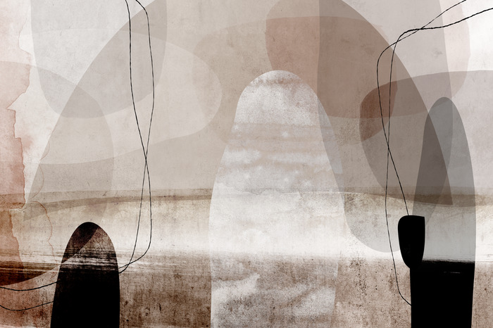 Abstraction beige avec des formes et des lignes géométriques