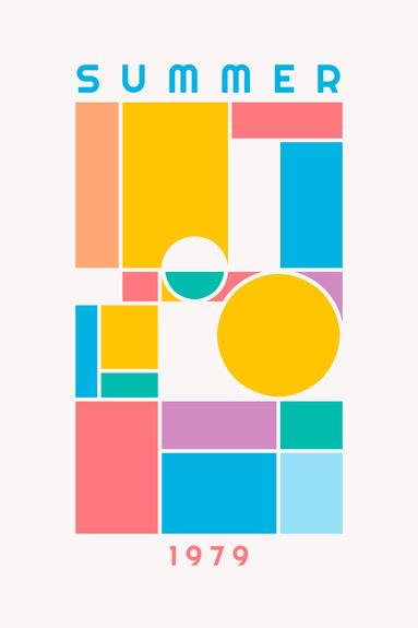 Motif géométrique coloré avec inscription