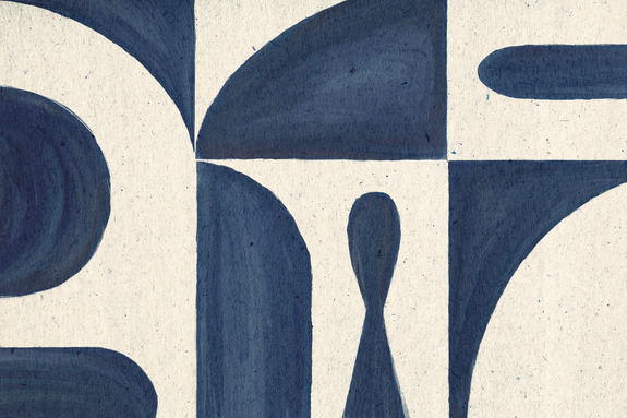 Formes abstraites bleu marine sur fond crème