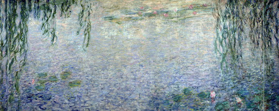 Délicats reflets de nénuphars parmi les saules pleureurs