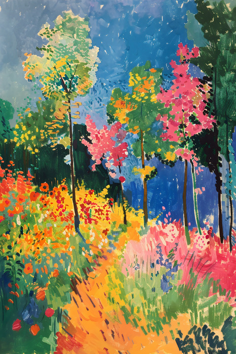 Forêt artistique aux couleurs chatoyantes