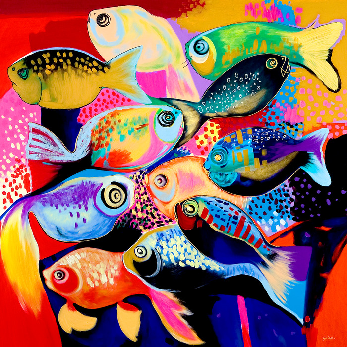 Poisson abstrait aux couleurs vives