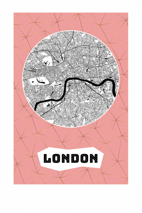 Carte de ville stylisée sur fond rose