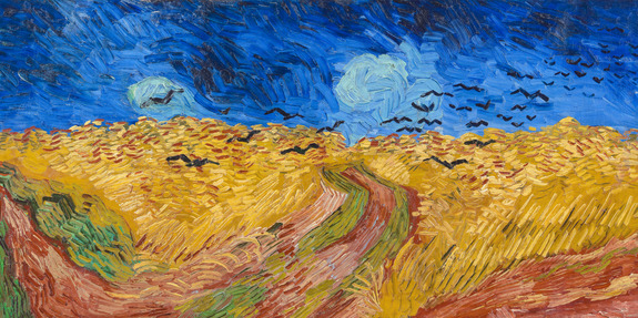 La moisson du blé et le vol des corbeaux noirs