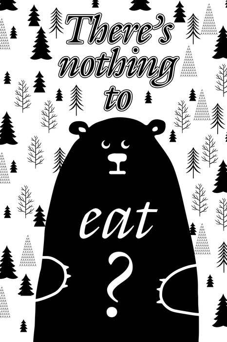 Inscription représentant un ours dans la forêt