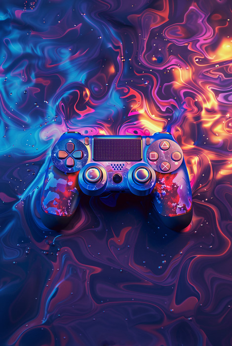 Un bloc de couleur sur un fond bleu et rose fluide